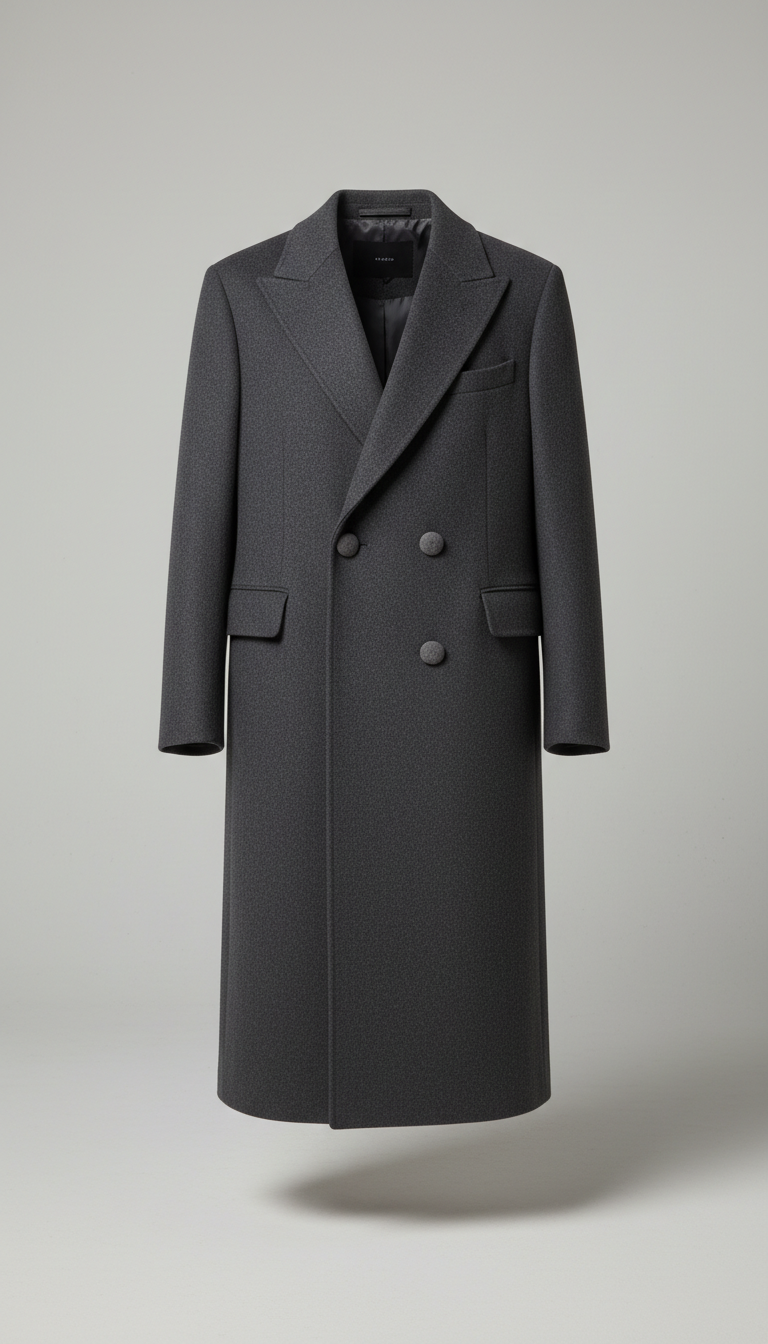 Structured wool overcoat with matte finish